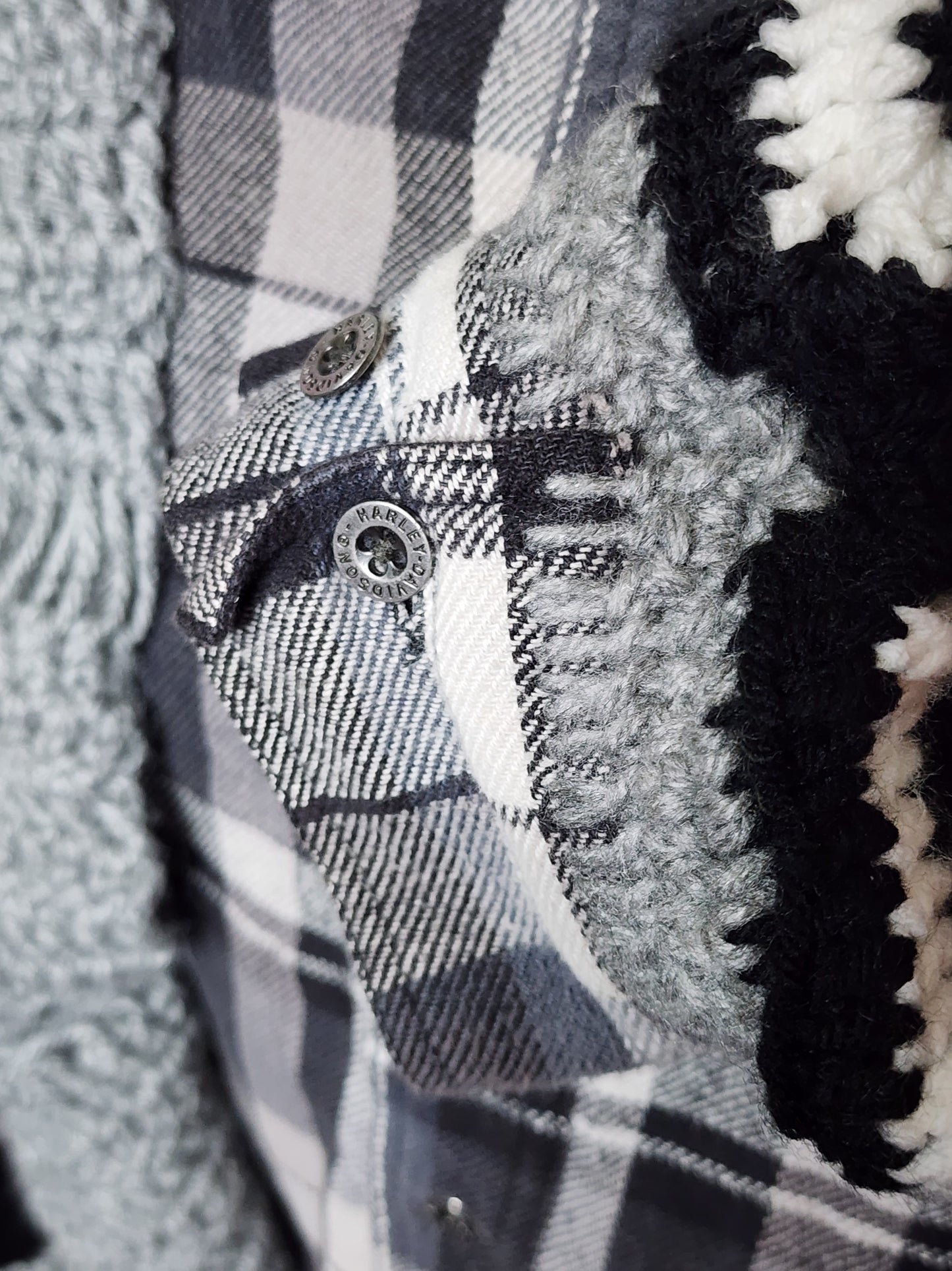 Handmade Crochet Skull Hoodie with Attached Scarf (White/Grey/Black)
