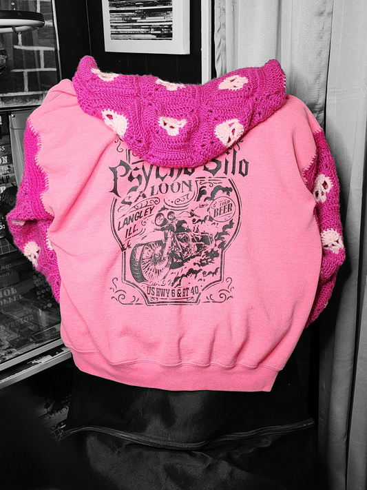 Handmade Crochet Skull Hoodie with Pockets and Zipper (Custom Order Only)