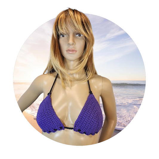 Handmade Crochet Bikini Swim Top (Purple)