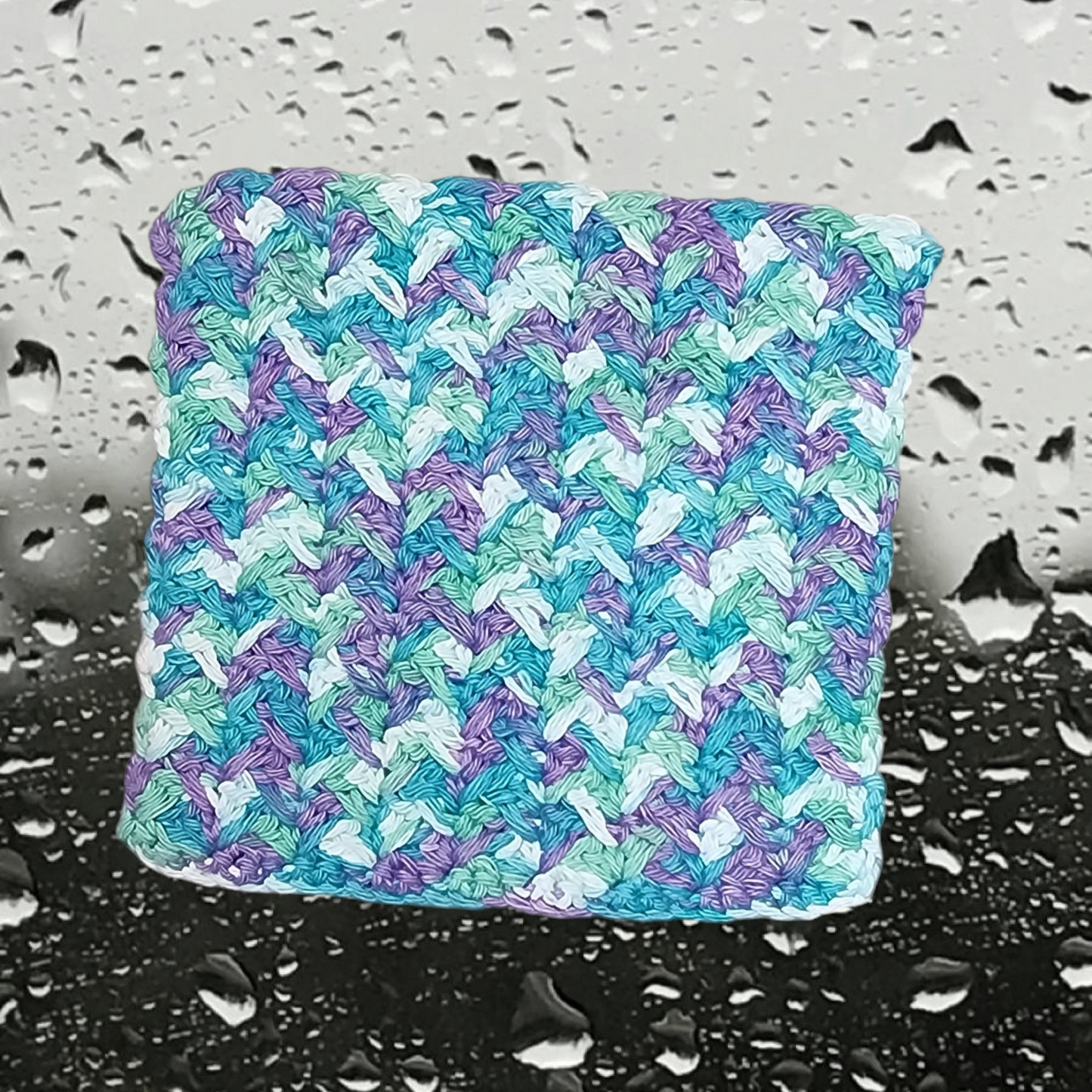 Handmade Crochet Dishcloth (Purple/Aqua Blue)