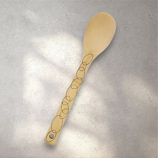 Freehand Woodburned Wooden Bamboo Spoon Utencil