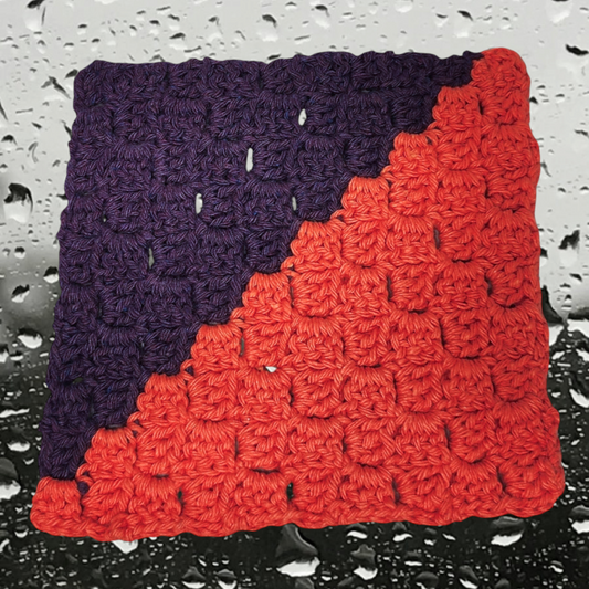 Handmade Crochet Dishcloth (Orange/Purple)